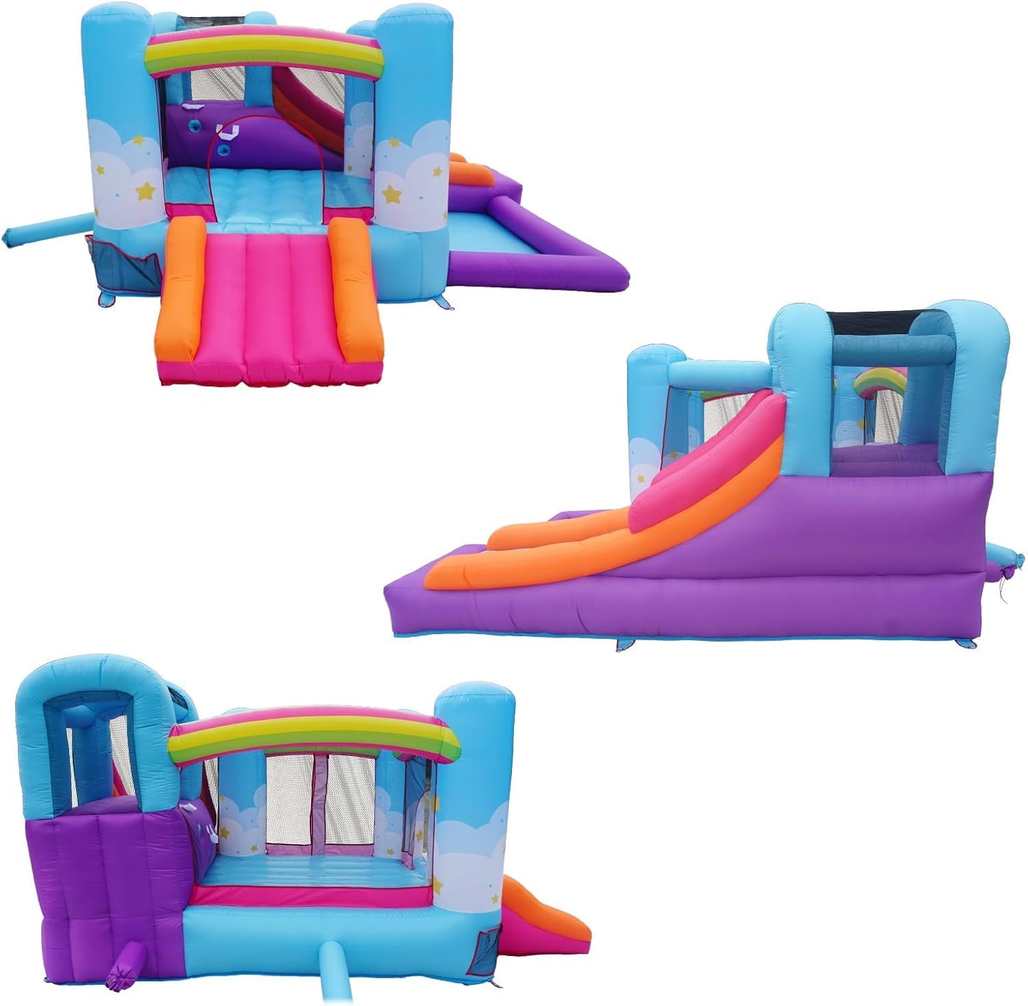 Inflatable Bounce House with Air Blower, Ball Pit, Slides, Reinforced PVC Bounce Floor U111392