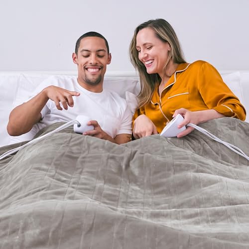King Size 100in x 90in Polyester Velvet Electric Heated Blanket R7338
