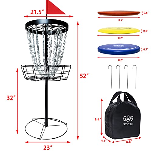 Portable Disc Golf Basket with 6 Discs and Carry Bag G531178