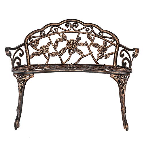 Bronze Metal Rose Bench for 2 Person Seat T7345