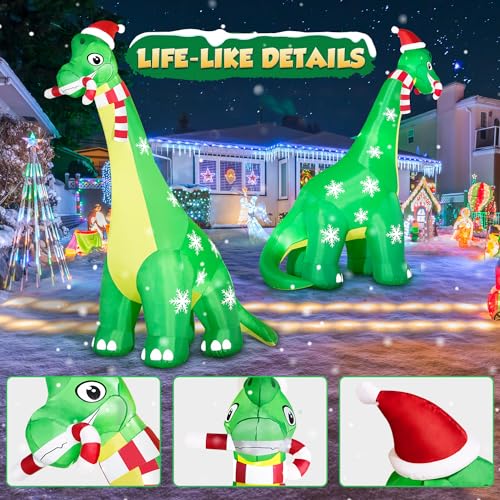 13FT Giant Dinosaur Christmas Inflatable Decorations with Built-in LED Lights D5032