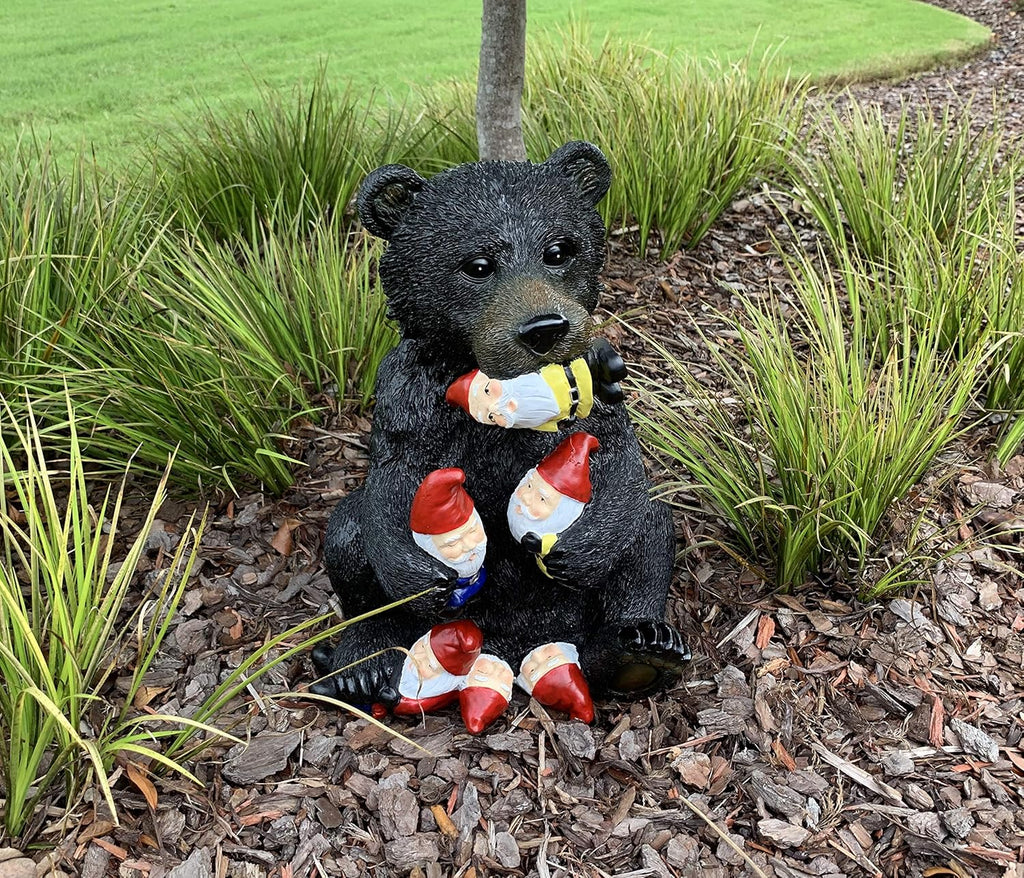 Black Bear Garden Gnome Statue R946