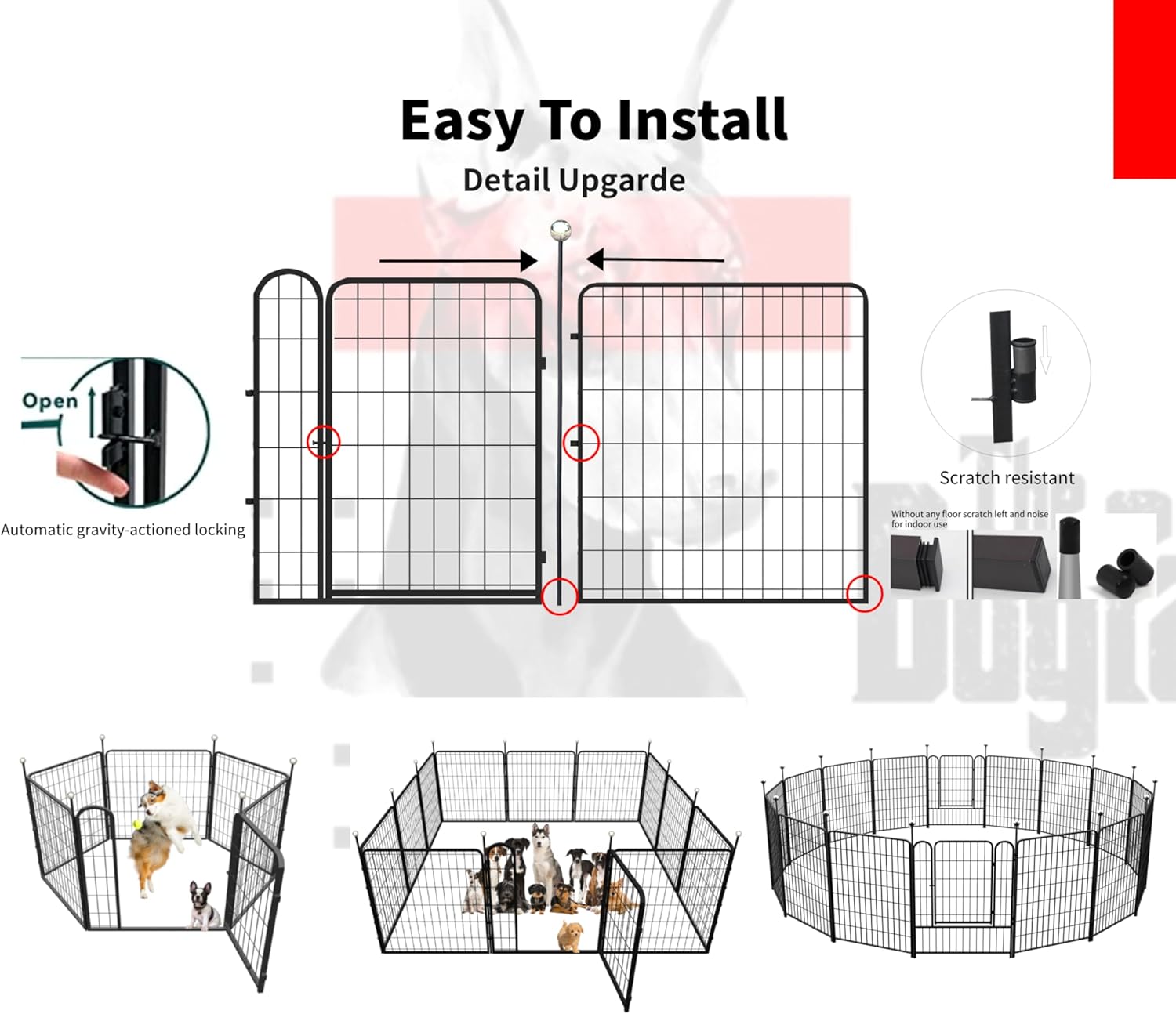 32'' Portable Metal Dog Playpen with 6 Panels I749