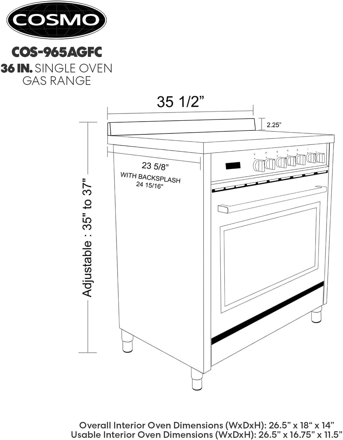 36-in 5 Burners 3.8-cu ft Convection Oven Freestanding Gas Range N912