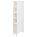 Narrow Tall Floor Cabinet with 4 Clear Drawers and Casters X73924