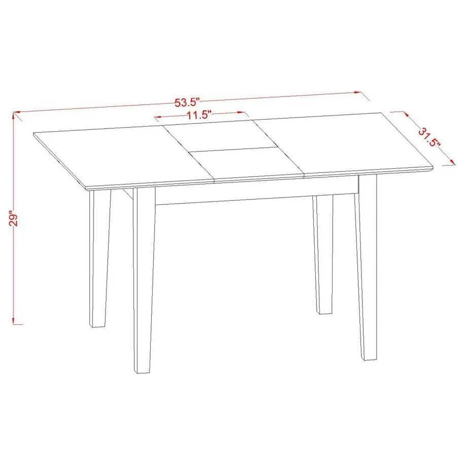 5 Piece Rectangle Kitchen Table with Leaf and 4 Chairs, Oak G246371