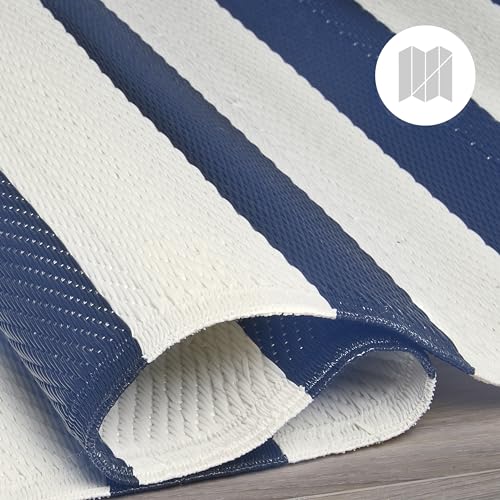 Teal & White 9 x 12 ft Waterproof Reversible Outdoor Camping Rug A320