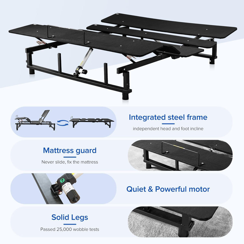 Black Queen Adjustable Bed Frame with Wireless Remote M82950