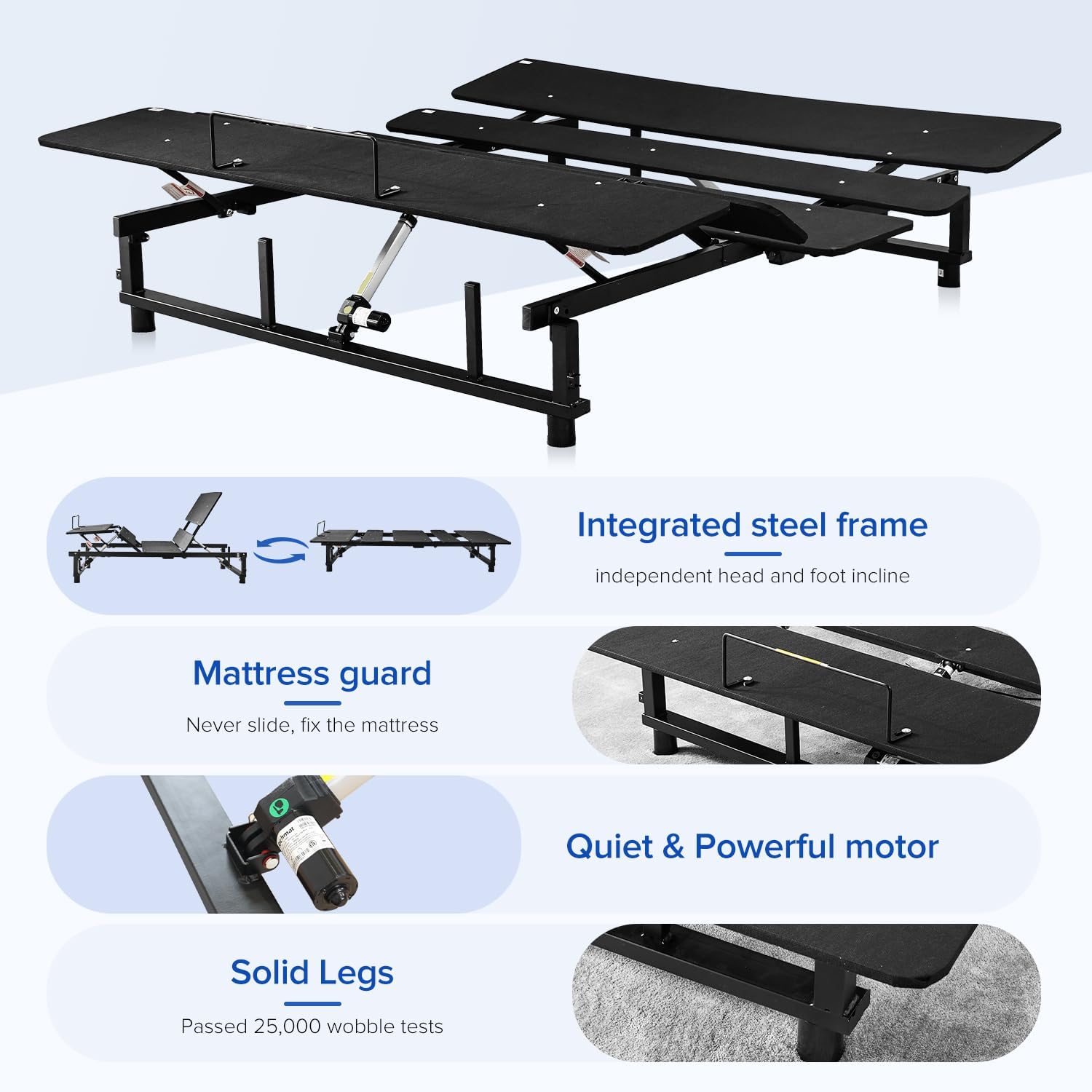 Black Queen Adjustable Bed Frame with Wireless Remote M82950