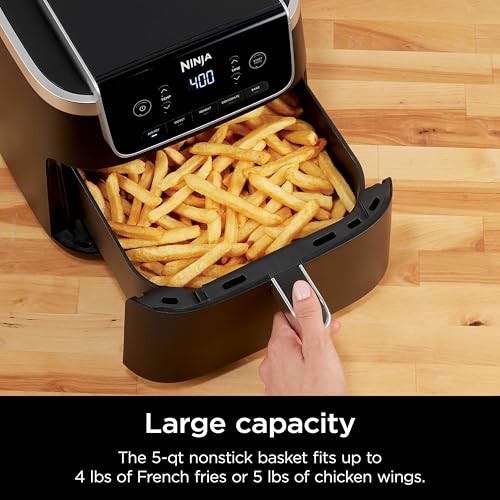 4-in-1 Air Fryer with 5 QT Capacity, Nonstick Basket & Crisper Plate, Grey Z1614