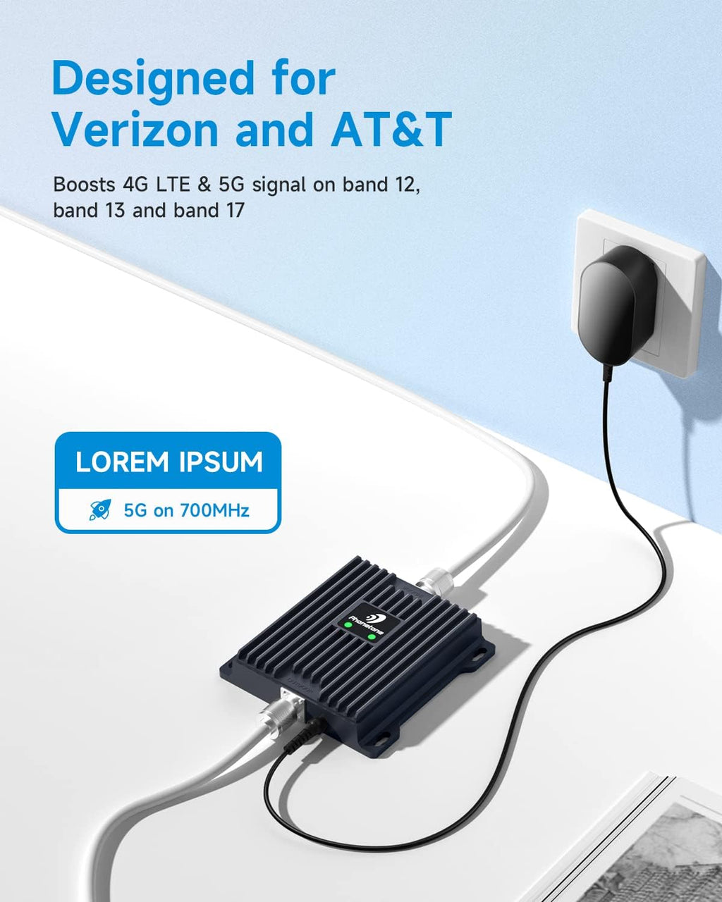 Cell Phone Signal Booster 4G LTE 5G 65dB Dual Band Cellular Repeater N107529
