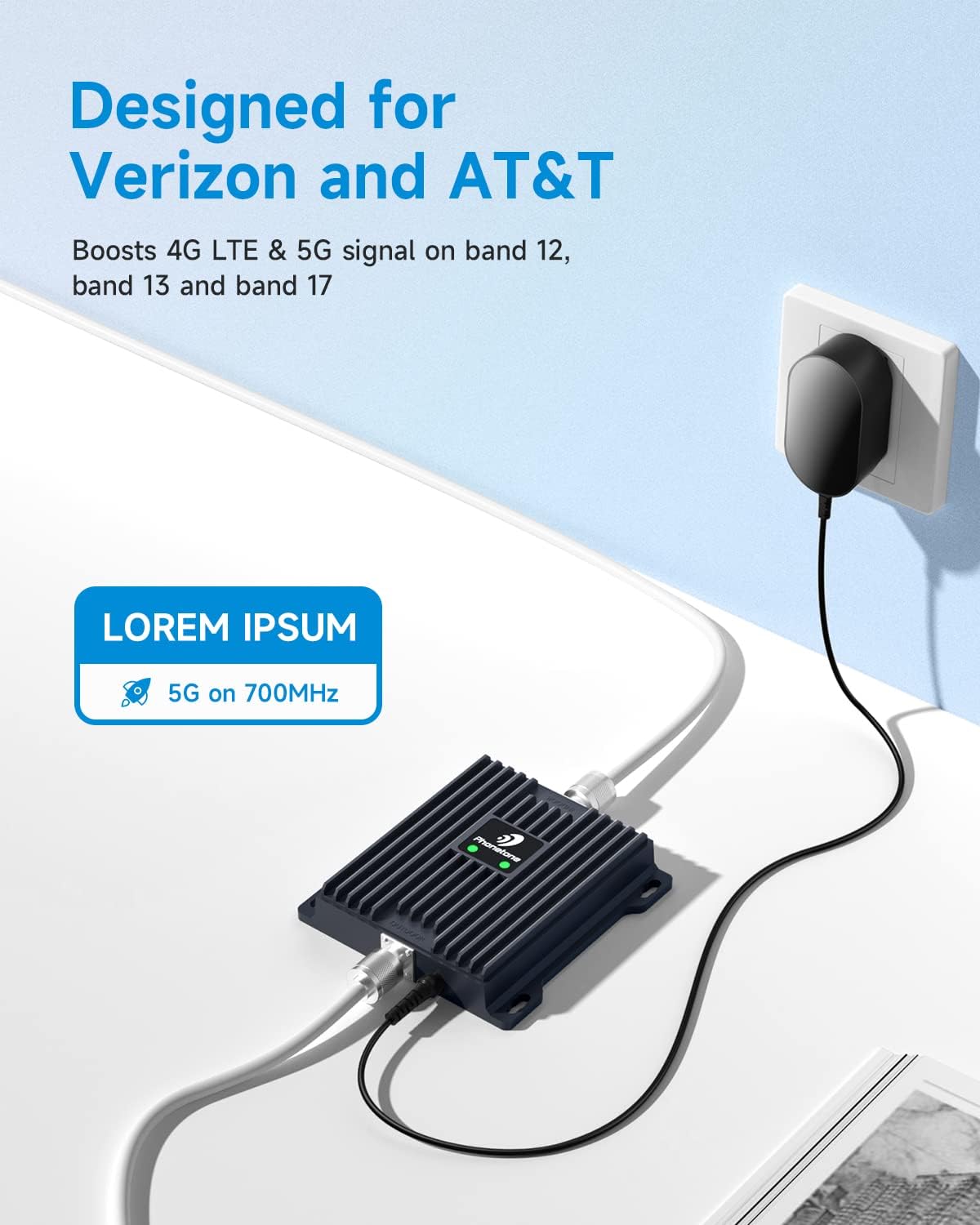Cell Phone Signal Booster 4G LTE 5G 65dB Dual Band Cellular Repeater N107529