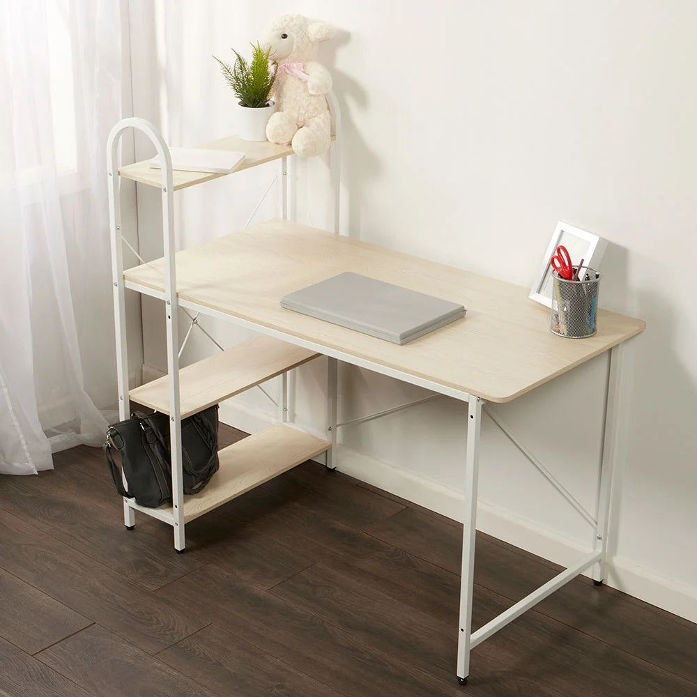 Oak/White Computer Desk With Shelves N53981
