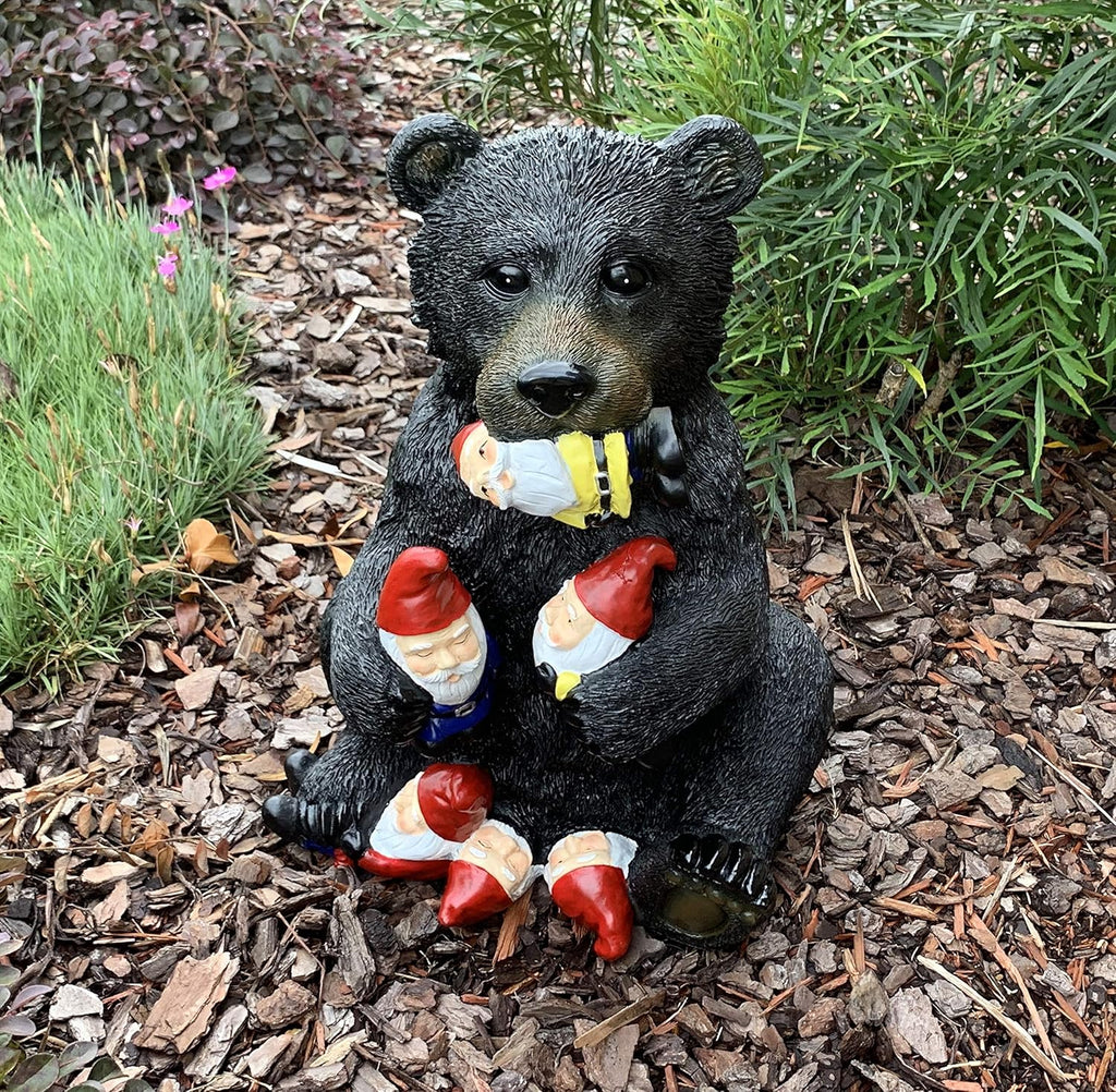 Black Bear Garden Gnome Statue R946