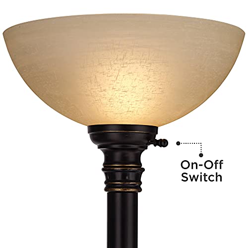 Oil Rubbed Bronze Brown Metal Torchiere Floor Lamp with Reading Light C922