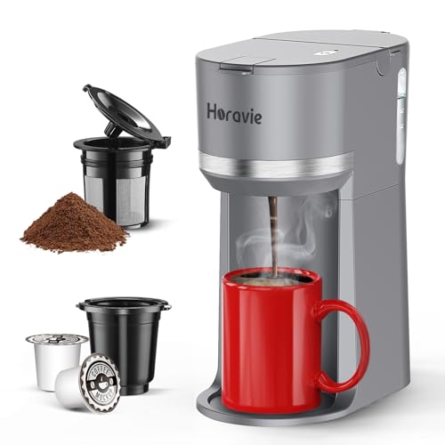 Black Single Serve Coffee Maker for K Cup and Ground Coffee, 6 to 12 oz. Brew Sizes T410663