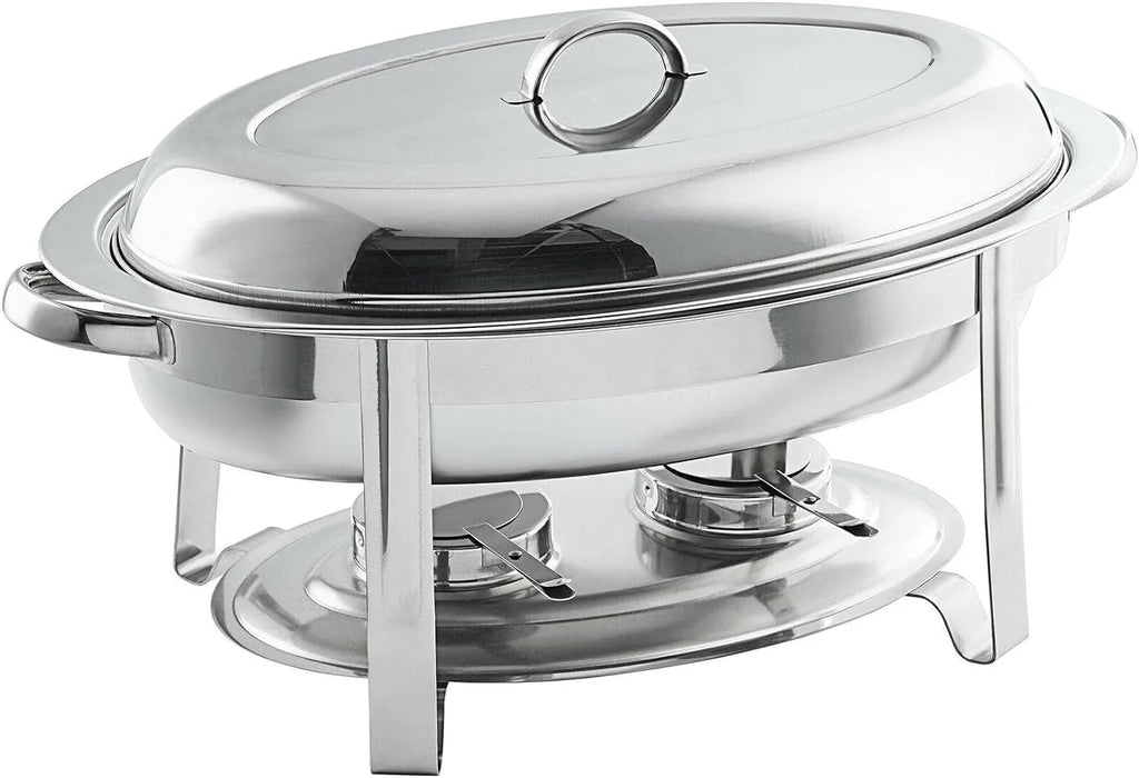 6 Qt. Oval Stainless Steel Chafer Chafing Dish Food Warmer Buffet Set U490