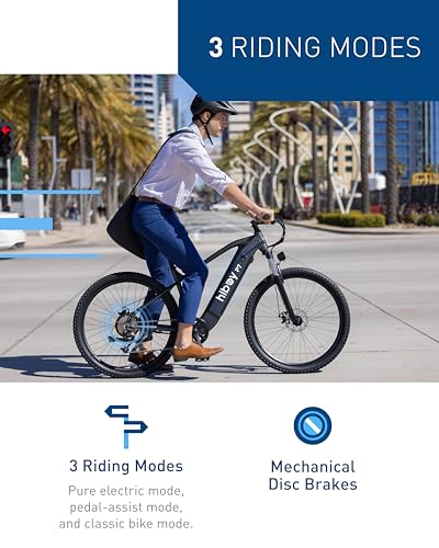 Electric Bike with 800W Peak Motor, 25mph Max Speed, 696 WH Removable Battery, 27.5" Front Suspension J4568