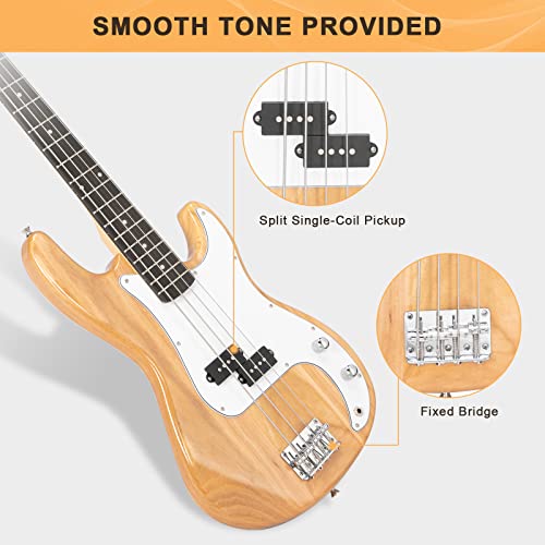 Full Size Electric Bass Guitar 4 String with AMP, Cable, Strap, Bag and Accessories (Black) G4218