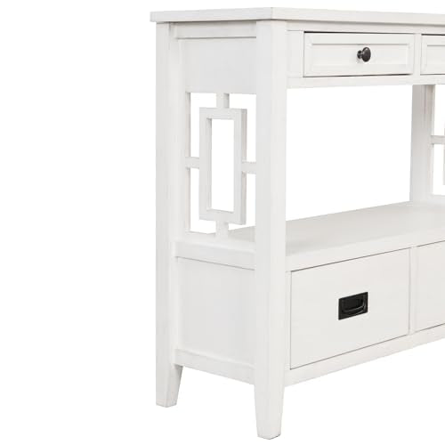Brown Console Table with 4 Drawers and 1 Storage Shelf D621570