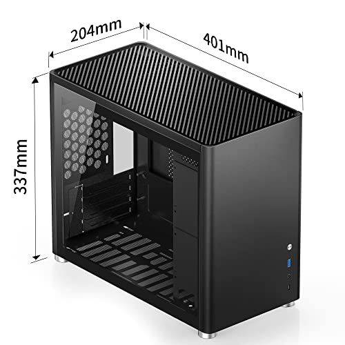 White Mini Micro ATX Tower Computer Case, Aluminum/Steel/Tempered Glass D6179