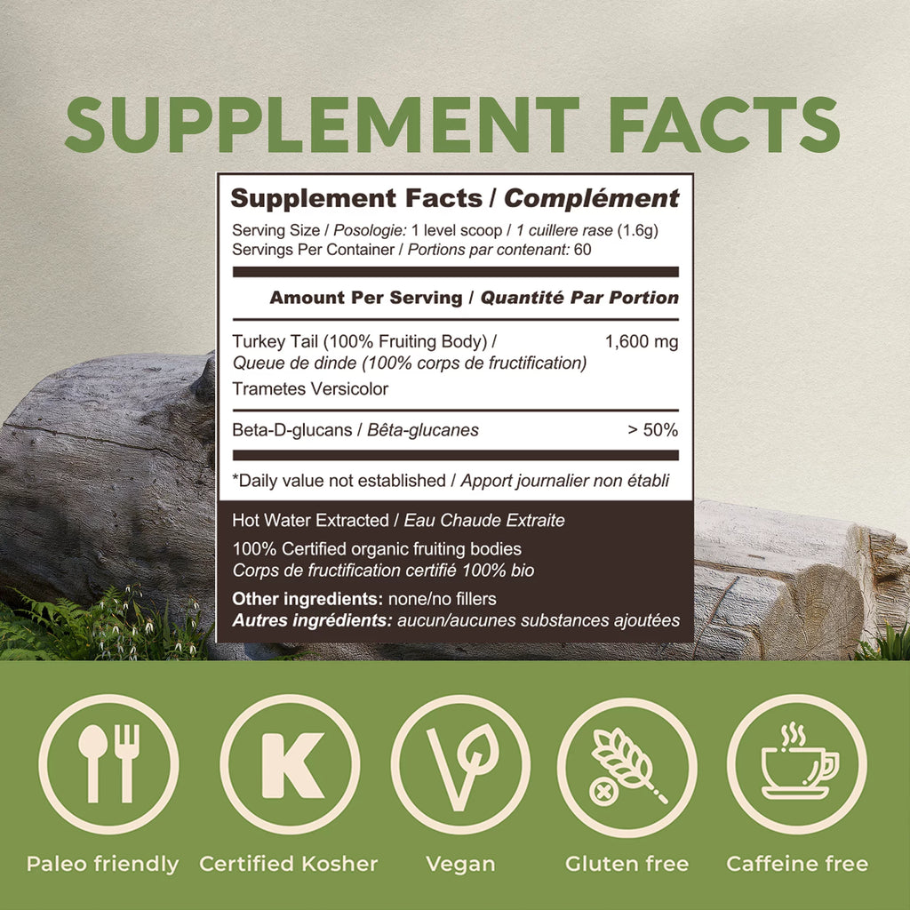 Organic Turkey Tail Mushroom Supplement Powder 3.5 oz Z646