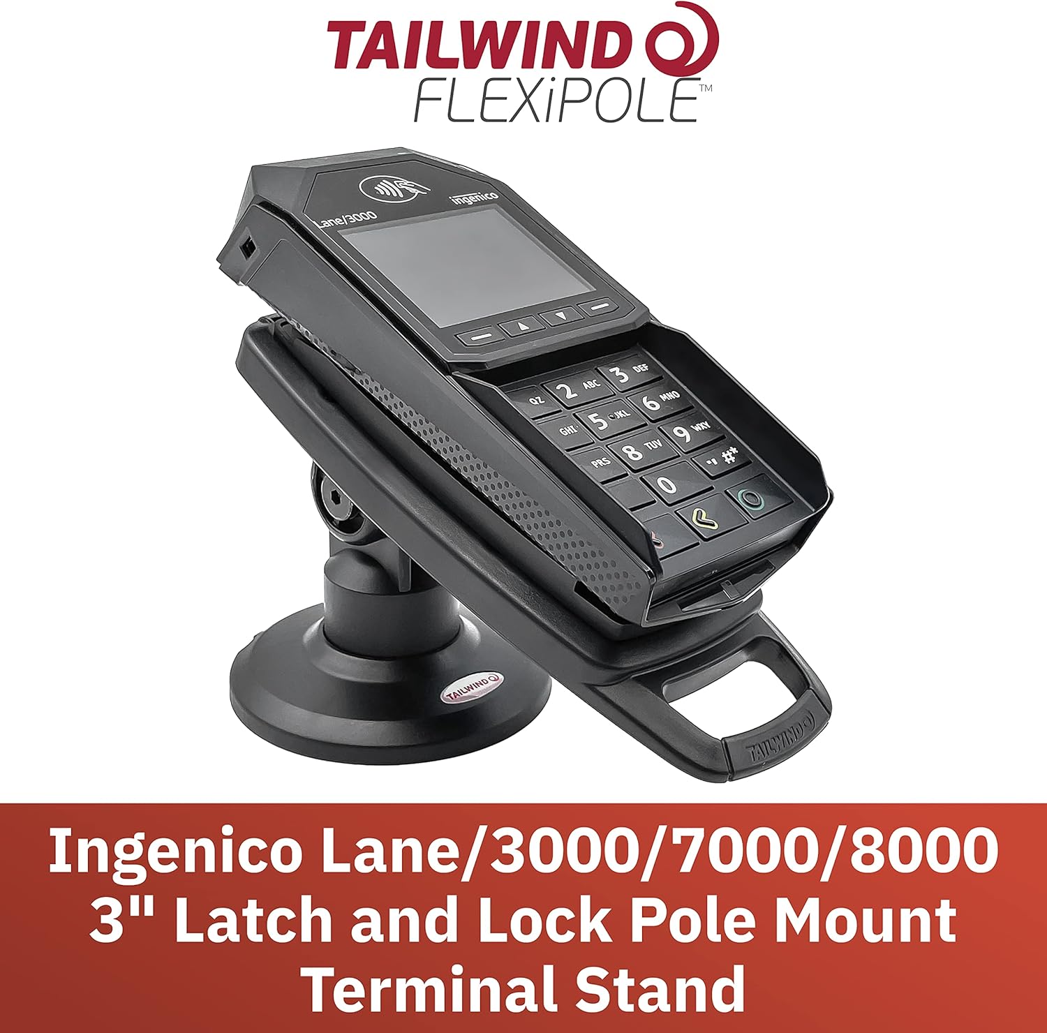 Black Compact Pole Mount Terminal Stand S337109