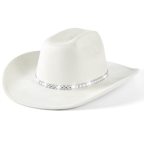 22"-23.2" 100% Suede Western Cowgirl Hat with 3.5" Wide Brim and Built-in Elastic Sweatband L596691