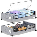 Black 2-Pack XXL 60L Rolling Metal Under Bed Storage Bins with Lids W314419