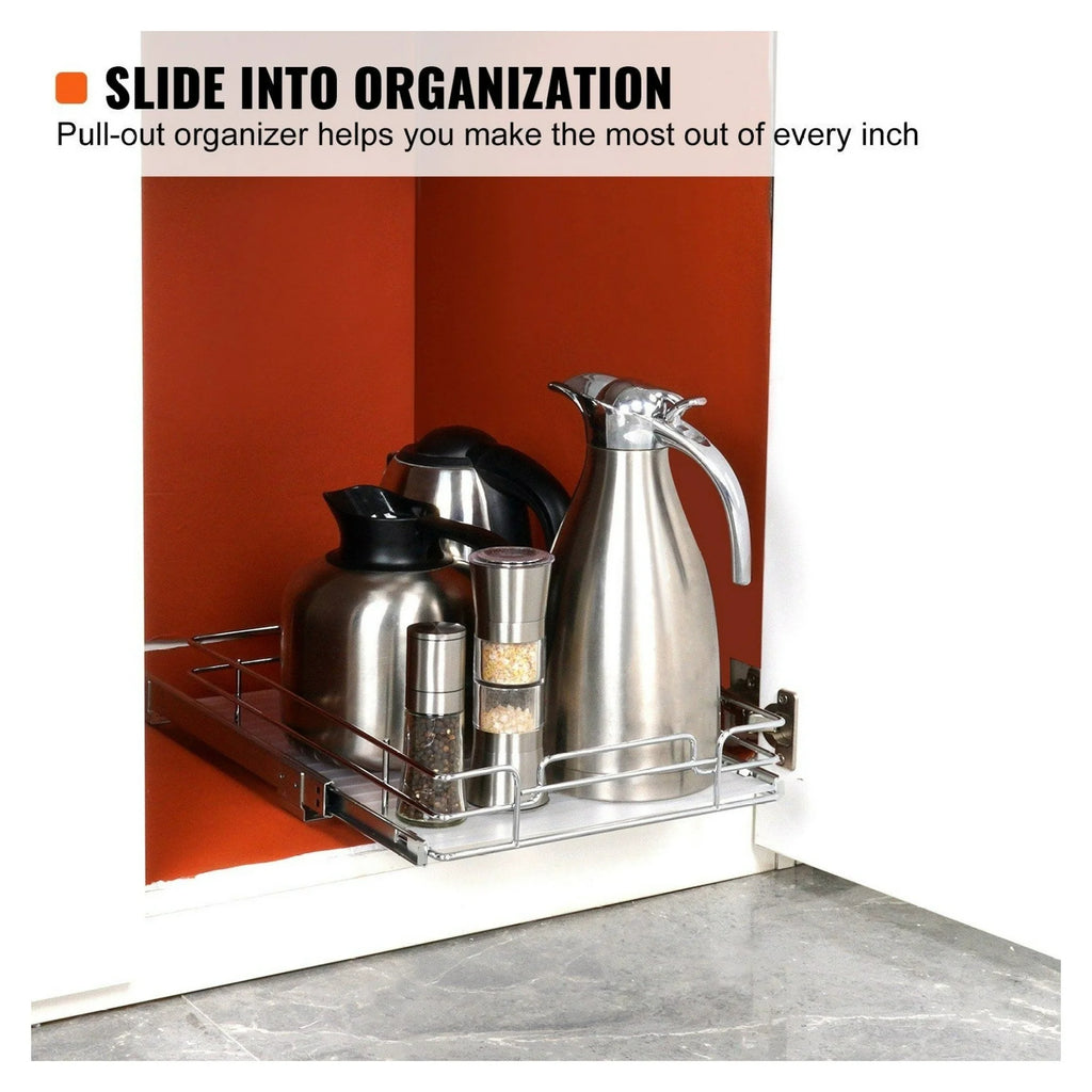 Chrome Heavy Duty Slide Out Cabinet Organizer 11x21 I853