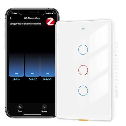 Black 3 Gang Zigbee Smart Touch Wall Light Switch W30235