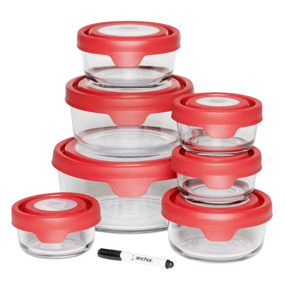 15 Piece Clear Glass Food Storage Containers W4744
