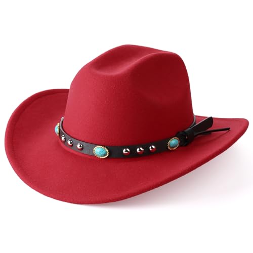 22"-23.2" 100% Suede Western Cowgirl Hat with 3.5" Wide Brim and Built-in Elastic Sweatband L596691