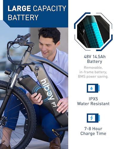 Electric Bike with 800W Peak Motor, 25mph Max Speed, 696 WH Removable Battery, 27.5" Front Suspension J4568