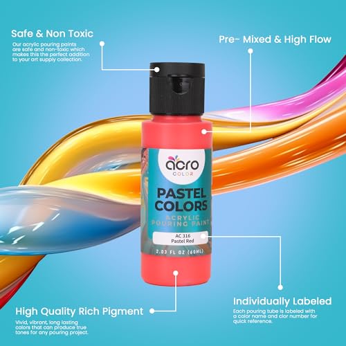 30 Vibrant Colors Acrylic Pouring Paint Set, 2 Ounces Per Bottle F921016