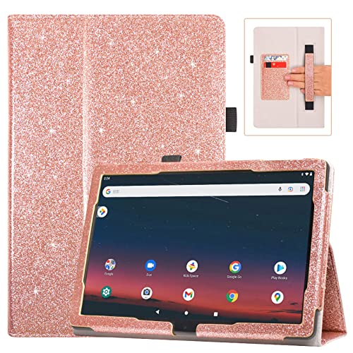 Glitter Rose Folio Leather Cover for Onn 10.1 Tablet G32451