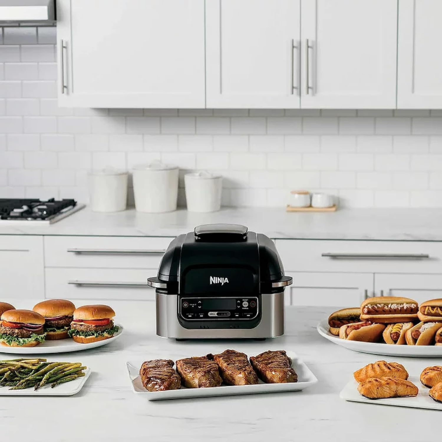5-in-1 Indoor Grill with 4-Quart Air Fryer X611836