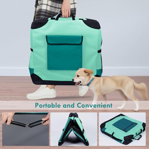 42 inch Collapsible Dog Crate with Durable Mesh Windows F6838