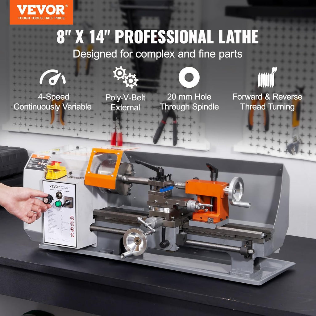 7.87'' x 13.78'' Precision Benchtop Metal Lathe C13224