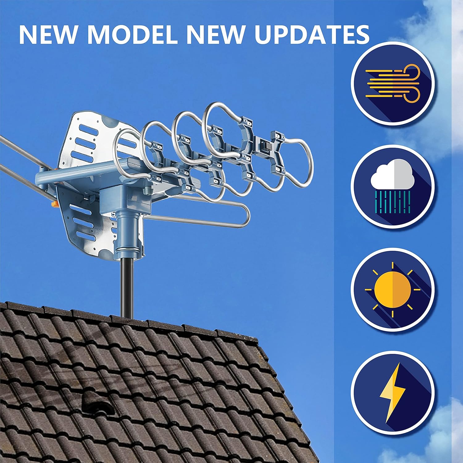 60FT RG6 Coaxial Cable Digital Outdoor Antenna F1417