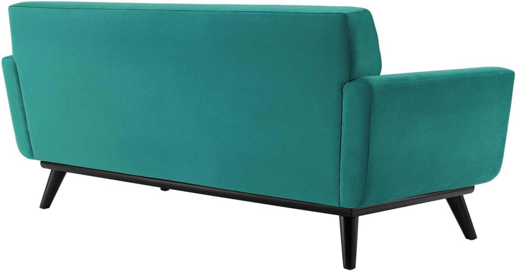 Teal Performance Velvet Channel Tufted Loveseat J12667