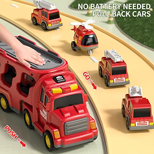 7-in-1 Friction Power Vehicle Toy Carrier Transport Trucks Car Set D410233
