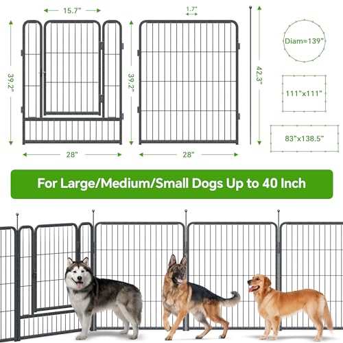 40" Height 8 Panels Portable Foldable Dog Playpen with Anti-Rust Coating X3738