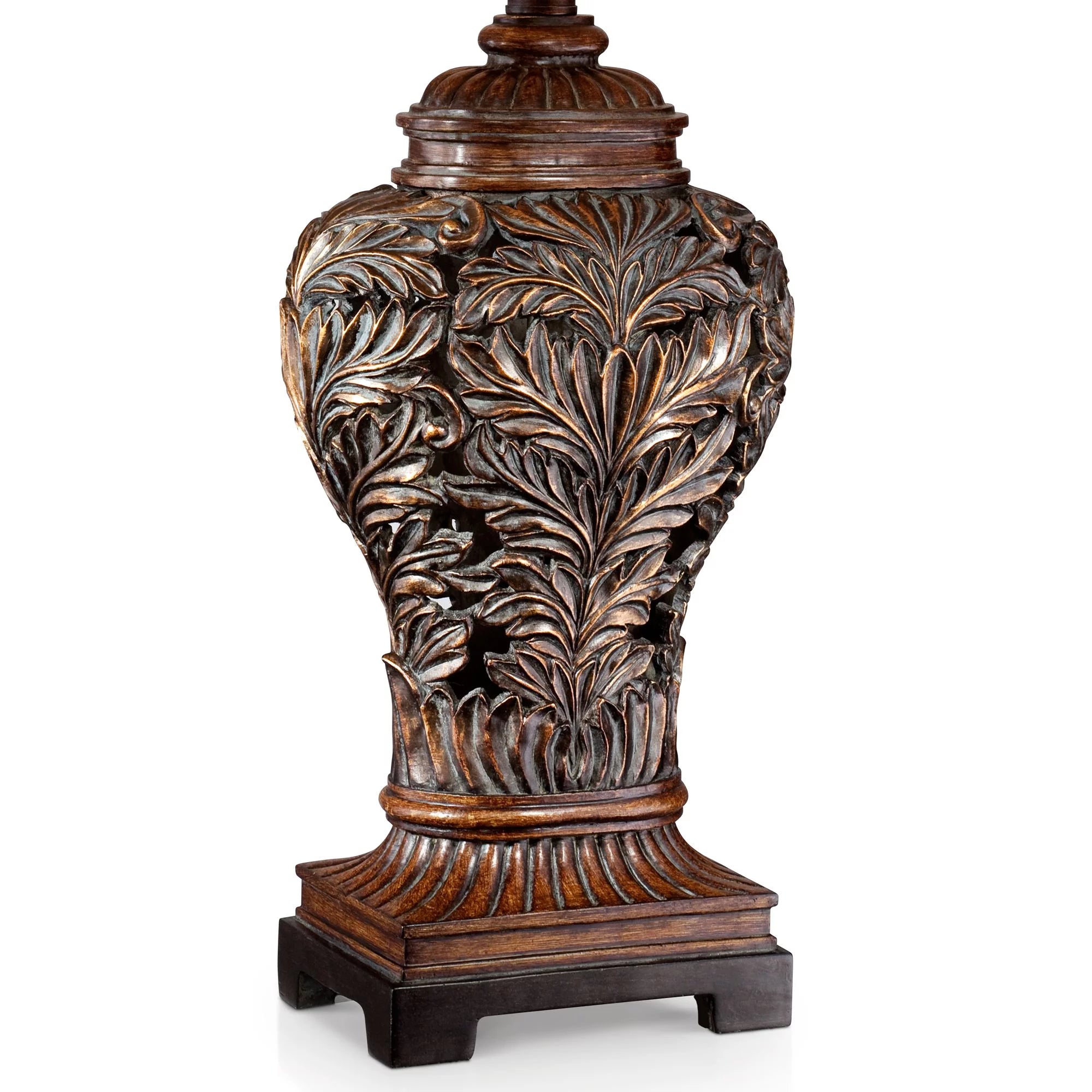 Traditional Table Lamps 32.5" Tall Set of 2 Bronze Tan Rectangular Shade D707