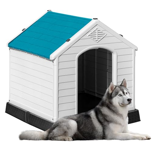 Gray 34" Waterproof Plastic Dog House E498478