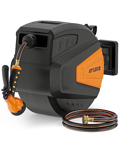 Garden Hose Reel, 1/2 in x 100 ft Wall Mounted, Grey U6303