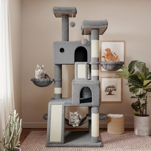 Grey Multi-Level Cat Tree with Scratching Posts O308
