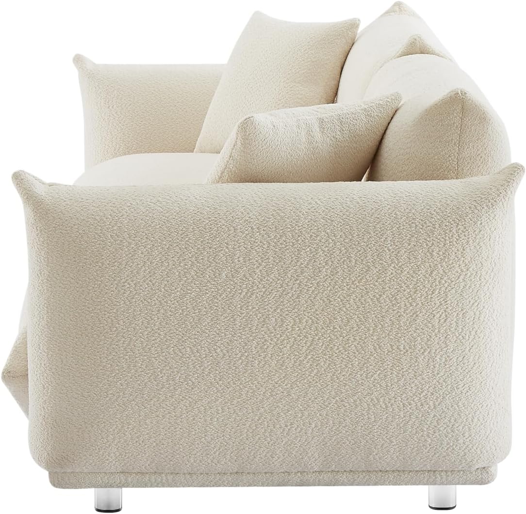 87" Oversized Sherpa Sofa with Metal Legs and 2 Pillows Q958712