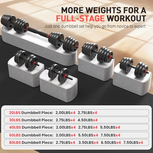 Adjustable Dumbbells, 90lbs Free Weight Set with Connector C143369