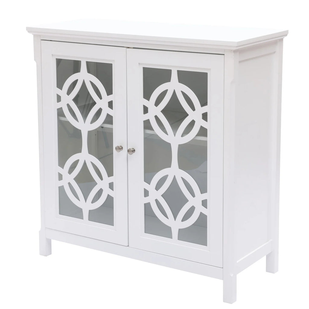 White Wood 2 Door Storage Cabinet Y173409